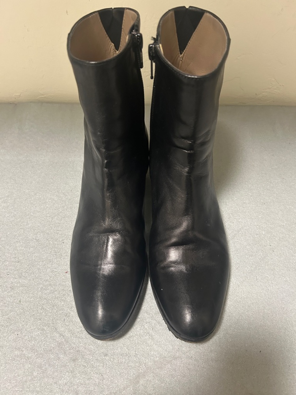 Italian handmade Black Leather Ankle Booties - Women's Zip Side